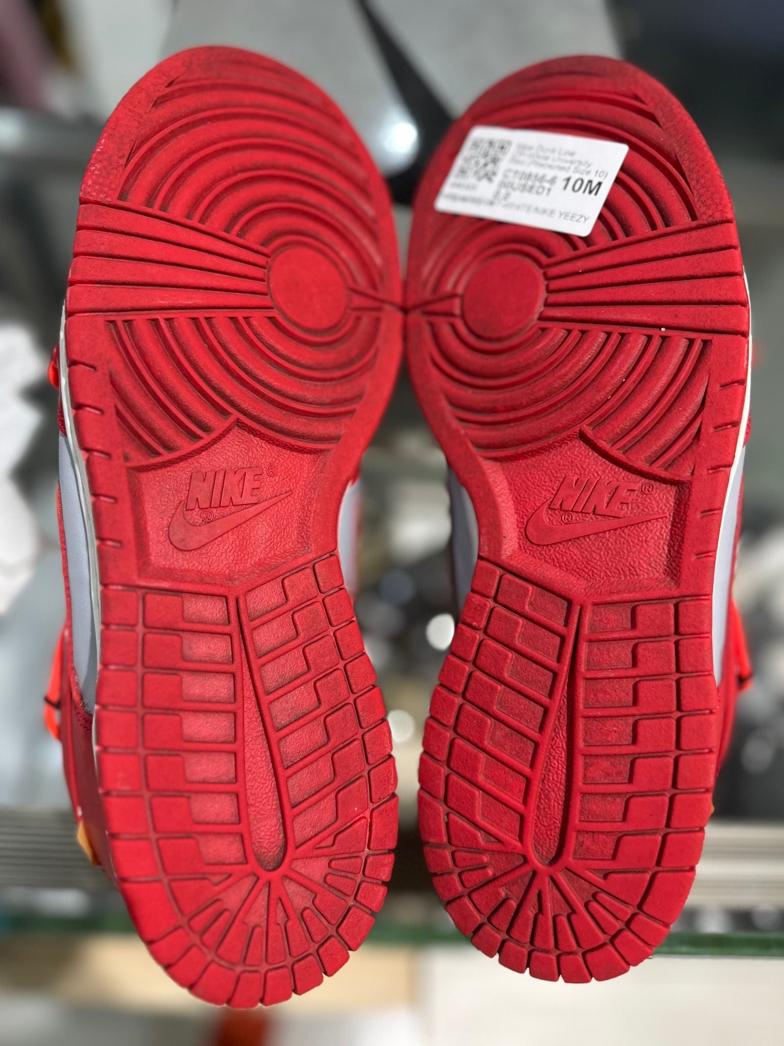 Nike Dunk Low Off-White University Red, pre-owned, US Men's 10 – photo 7 of 7