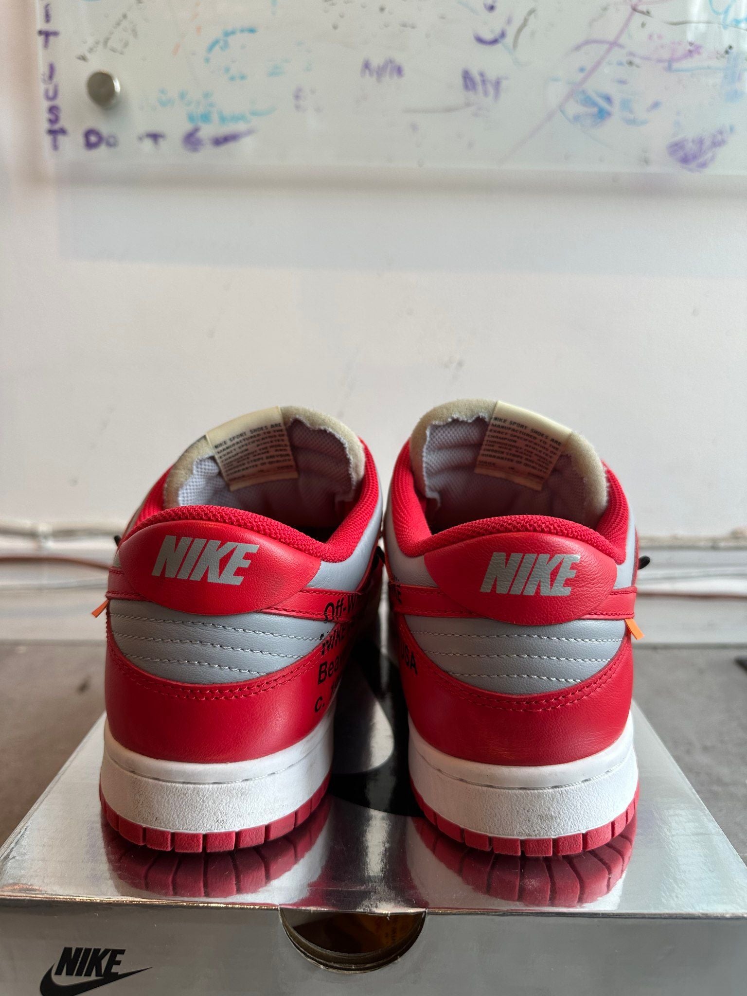 Nike Dunk Low Off-White University Red, pre-owned, US Men's 10 – photo 7 of 7