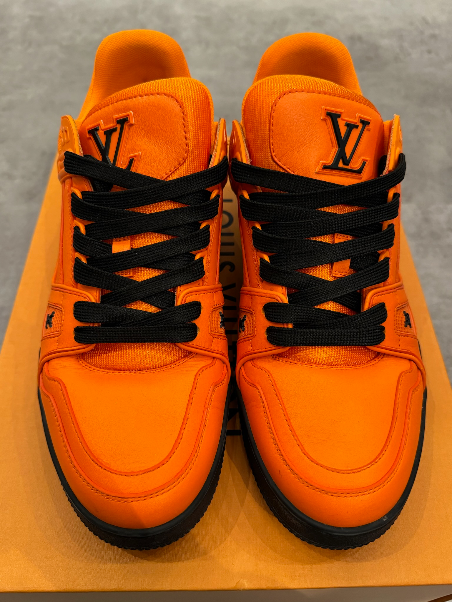 Louis Vuitton LV Trainer Orange Black (Preowned LV 8.5/ US 10M)