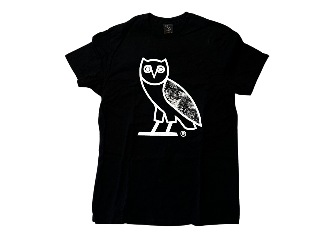 Ovo Grey Snakeskin Owl Tee Black