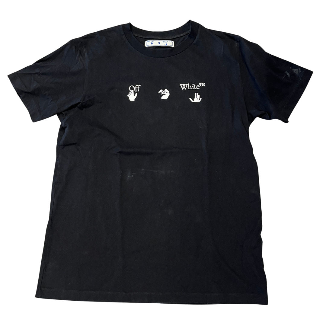 Off-White Hands Logo T-Shirt Black, pre-owned, size XXL