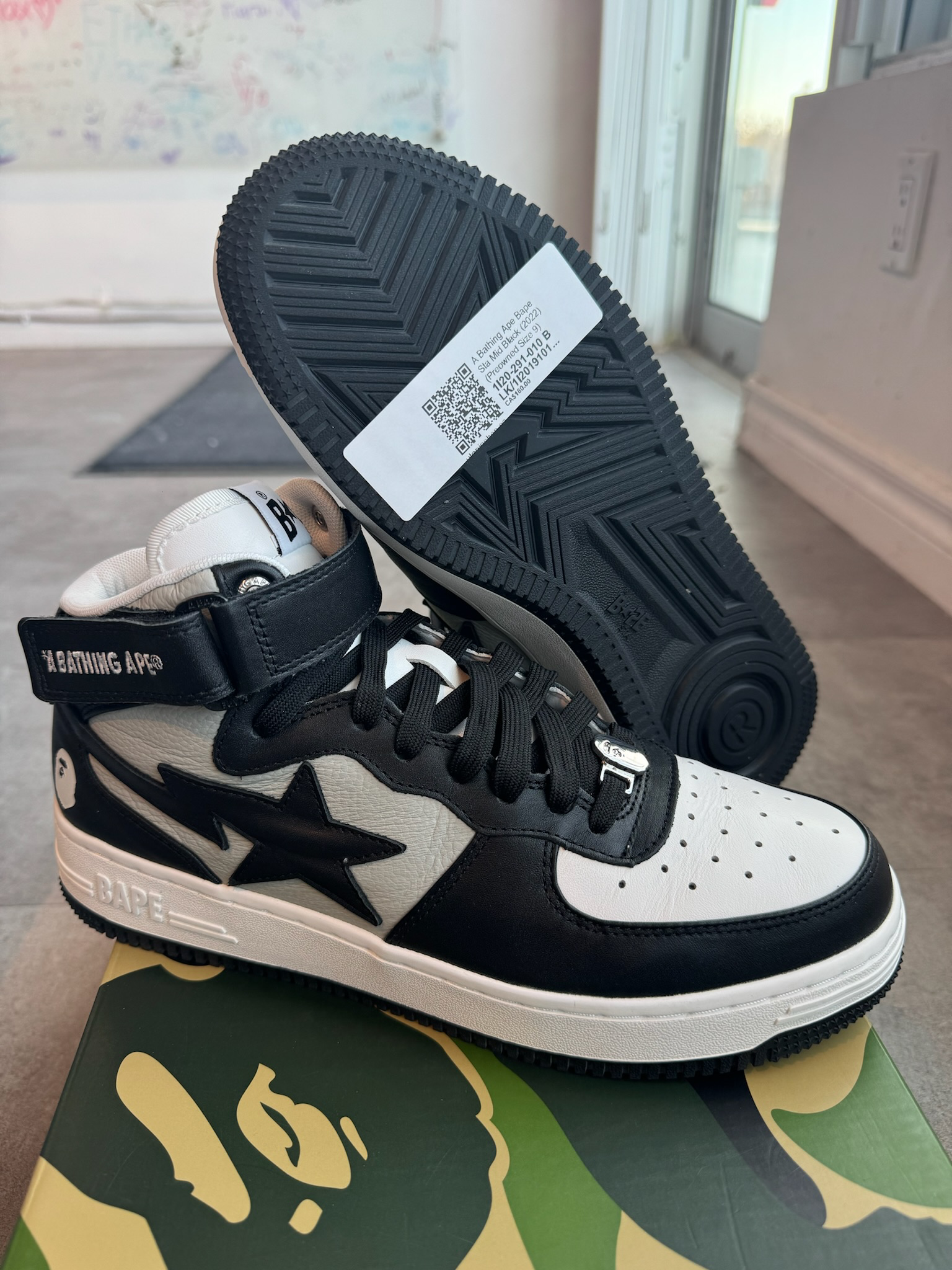 A Bathing Ape Bape Sta Mid Black (2022) (Preowned Size 9)