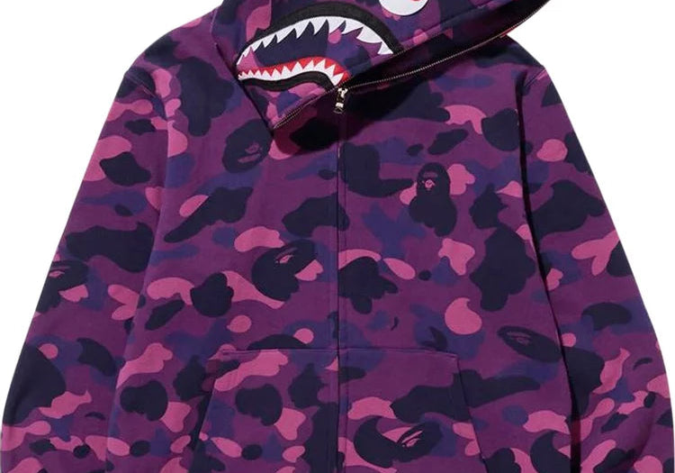 BAPE Color Camo Shark Full Zip Hoodie Purple