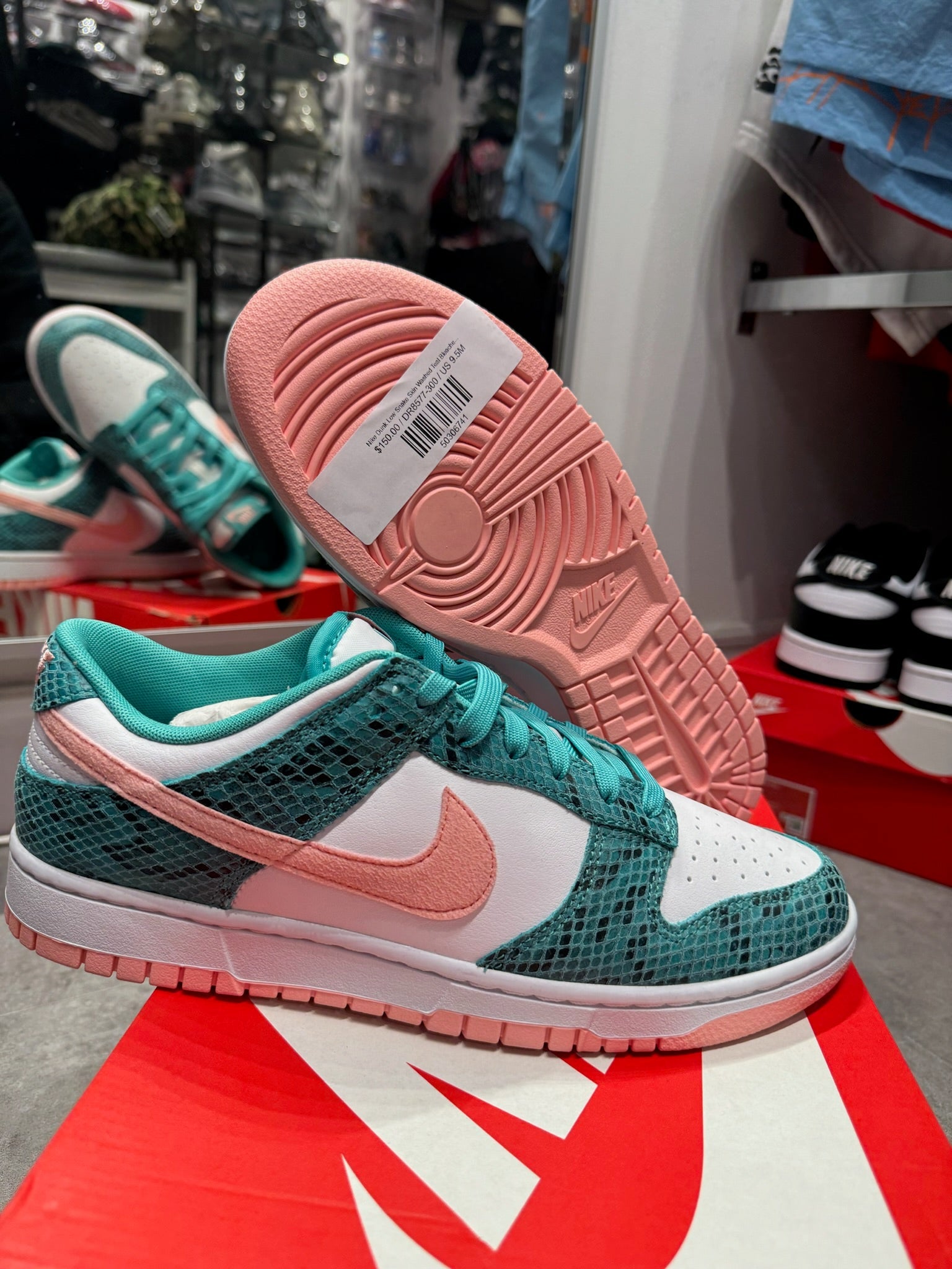 Nike Dunk Low Snake Skin Washed Teal Bleached Coral (Preowned)