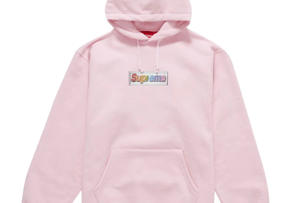 Supreme Bling Box Logo Hooded Sweatshirt Light Pink