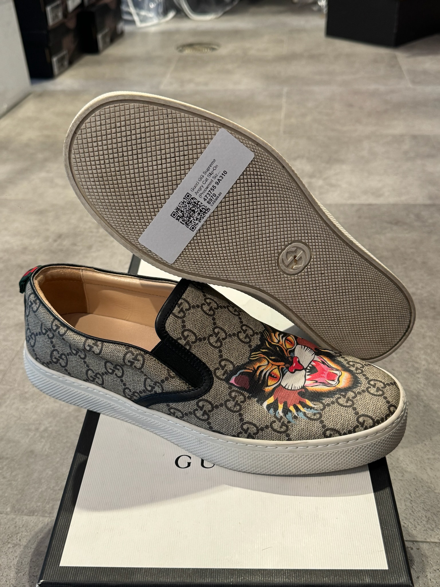 Gucci GG Supreme Angry Cat Slip-On (Preowned Size G8/US9)