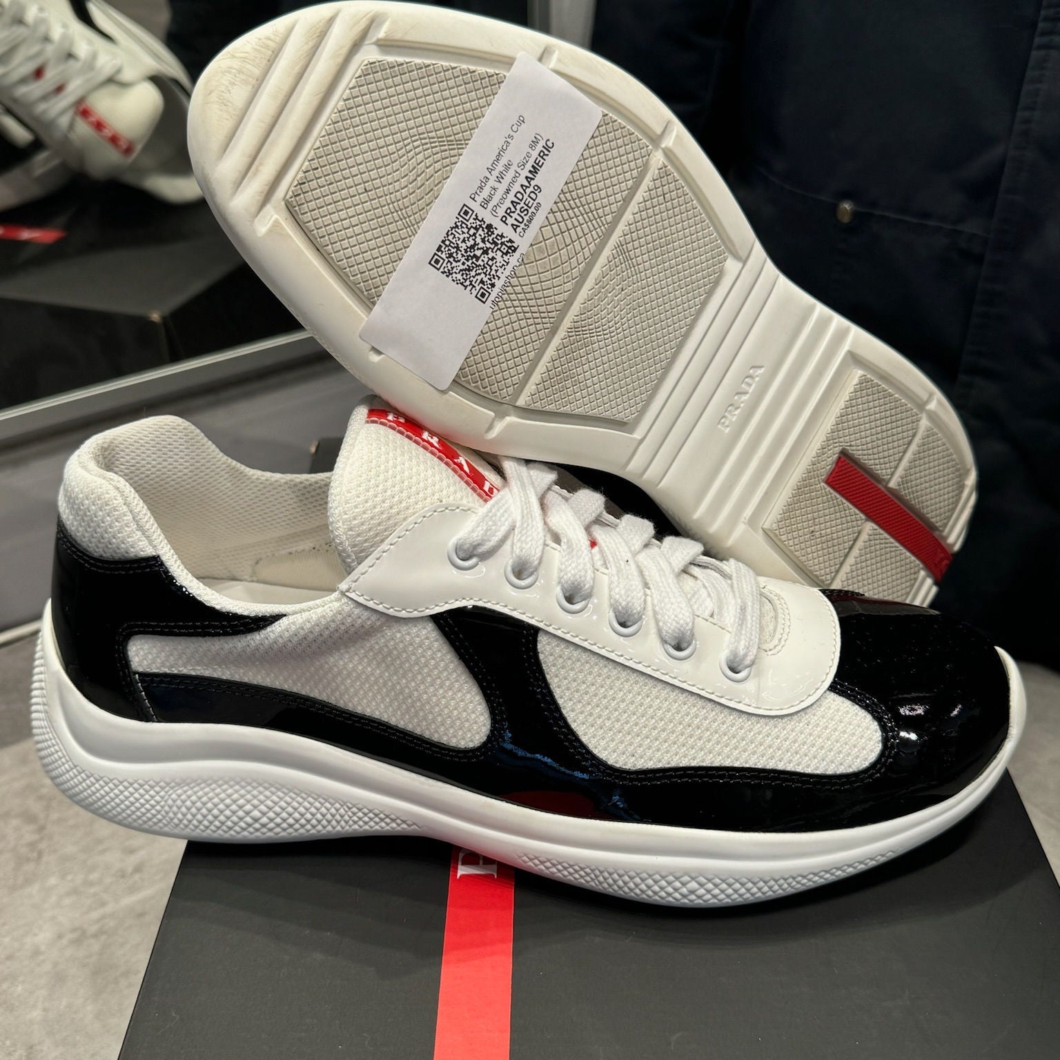 Prada America's Cup Black White, lightly pre-owned, US Men's 8 – photo 2 of 7