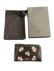 Dior x Kaws Zipped Card and Coin Holder Pink Bees Black (Preowned)