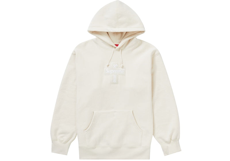 Supreme Cross Box Logo Hooded Sweatshirt Natural (Preowned)