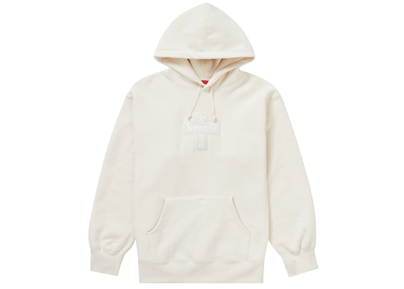 Supreme Cross Box Logo Hooded Sweatshirt Natural (Preowned)