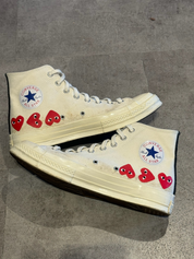 Converse Chuck Taylor All Star 70 Hi Comme des Garcons PLAY Multi-Heart White (Preowned Size 9 NB)