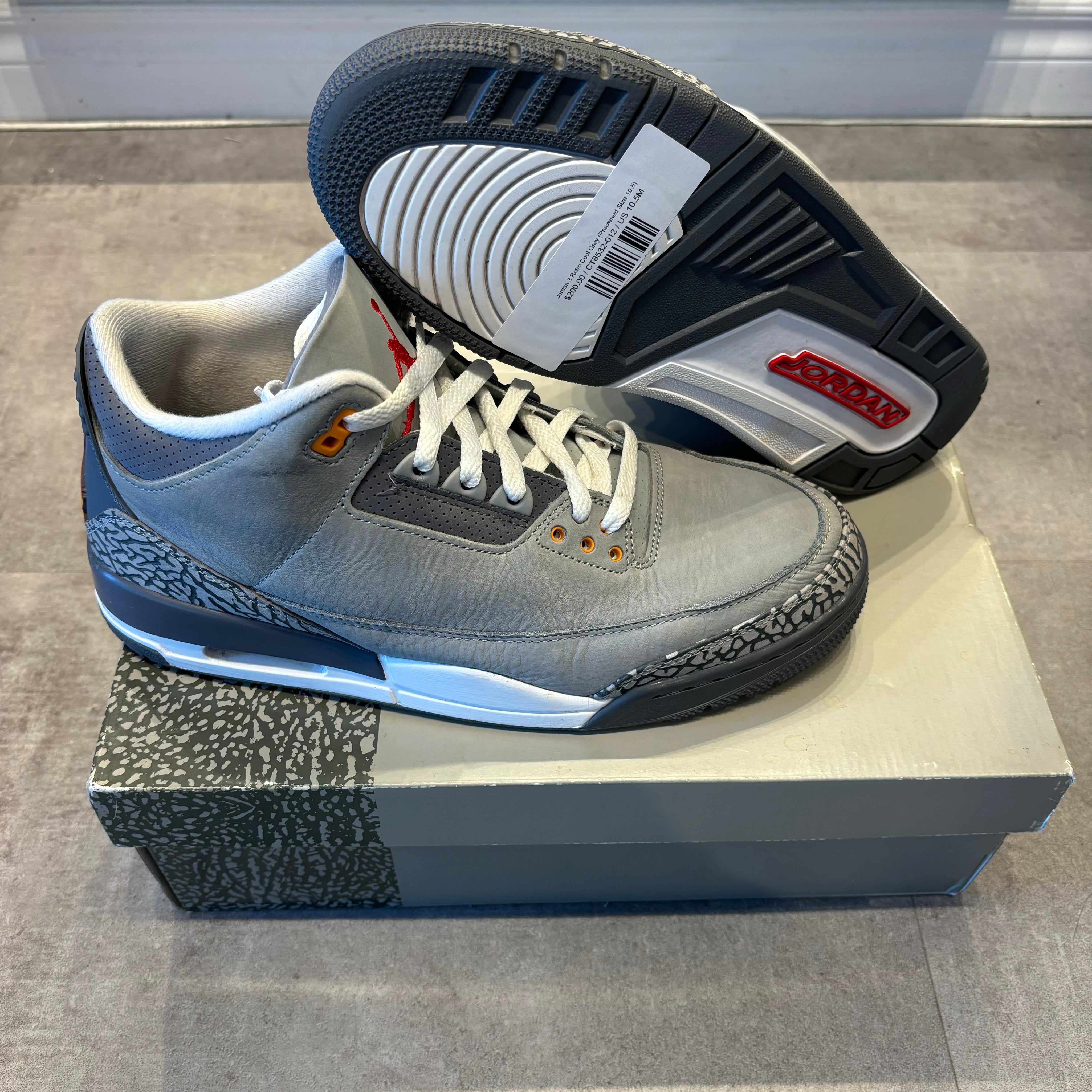 Jordan 3 Retro Cool Grey (Preowned Size 10.5)