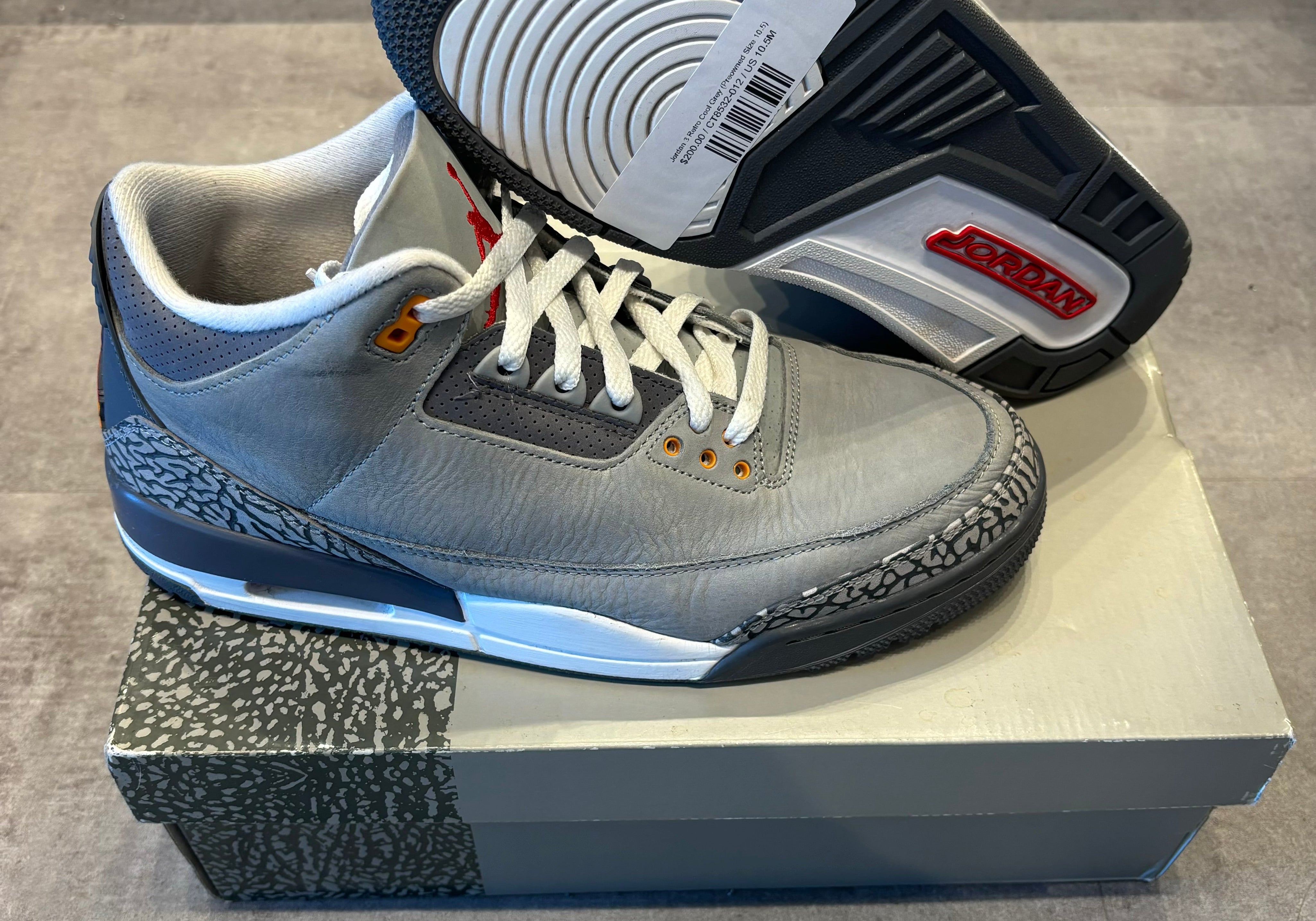 Jordan 3 Retro Cool Grey (Preowned Size 10.5)