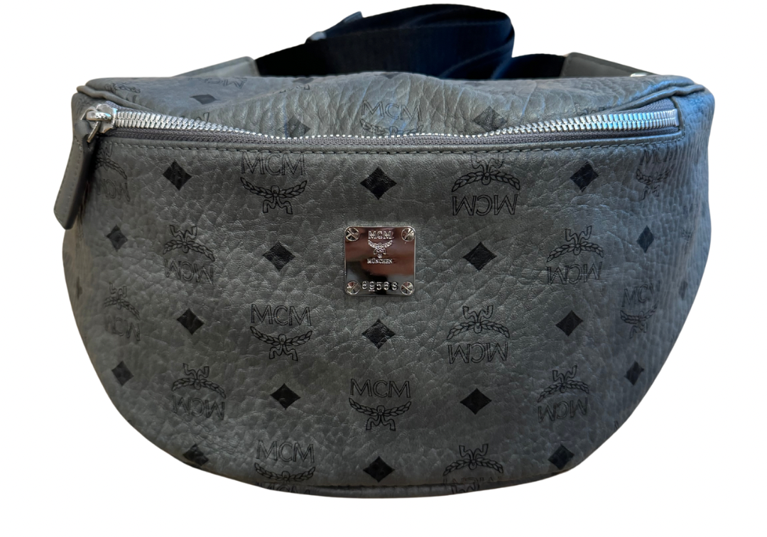 MCM Medium Visetos Stark Belt Bag Grey (Preowned)