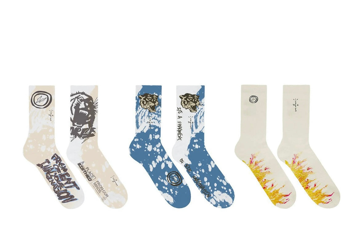 Travis Scott Cactus Jack For Fragment Socks (3-Pack) Multi