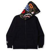 Bape x OVO Woodland Camo Shark Reversible Full Zip Hoodie Black