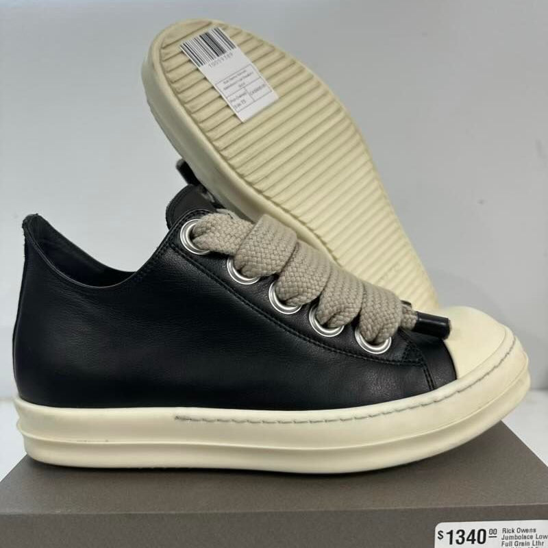 Rick Owens Ramone Jumbo laced Low Sneakers Black, pre-owned, US Men's 7.5 – photo 2 of 7