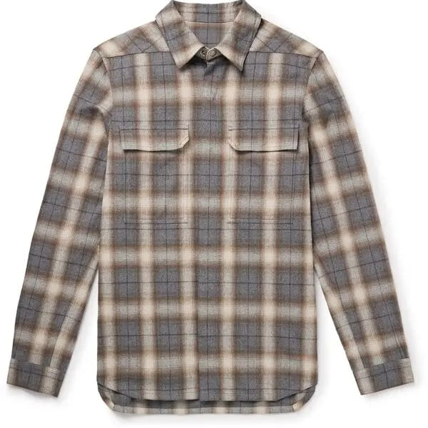 Rick Owens SS25 Hollywood Plaid Gray Overshirt, brand new, size S