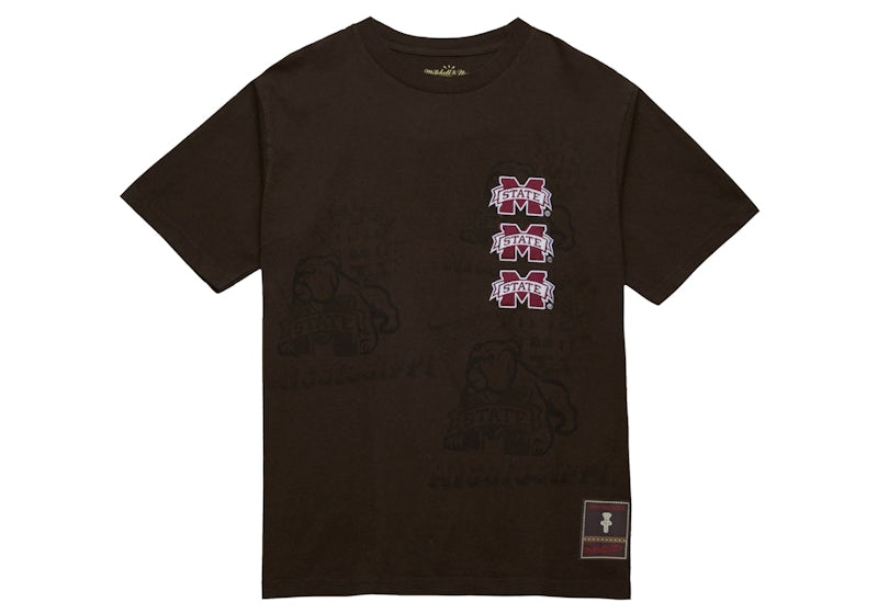 Travis Scott x Mitchell & Ness Mississippi State Bulldogs Seal T-Shirt Brown