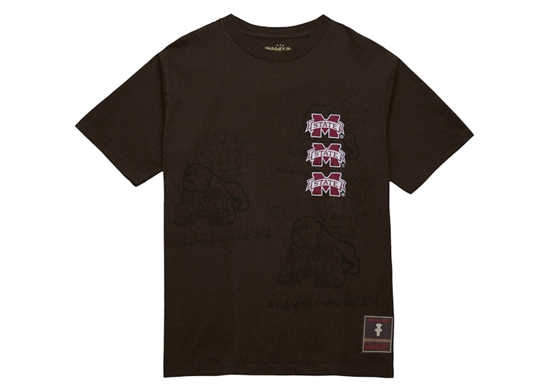 Travis Scott x Mitchell & Ness Mississippi State Bulldogs Seal T-Shirt Brown