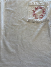 Chrome Hearts Red Cemetery Cross Horseshoe Logo Pocket T-Shirt White (Preowned)