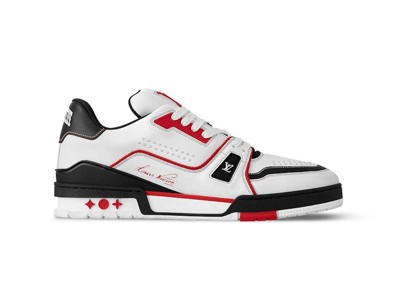 Louis Vuitton LV Trainer White Red Black (Preowned Size LV7/US8.5