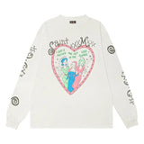 Saint Michael Pink Heart Long Sleeve Tee White