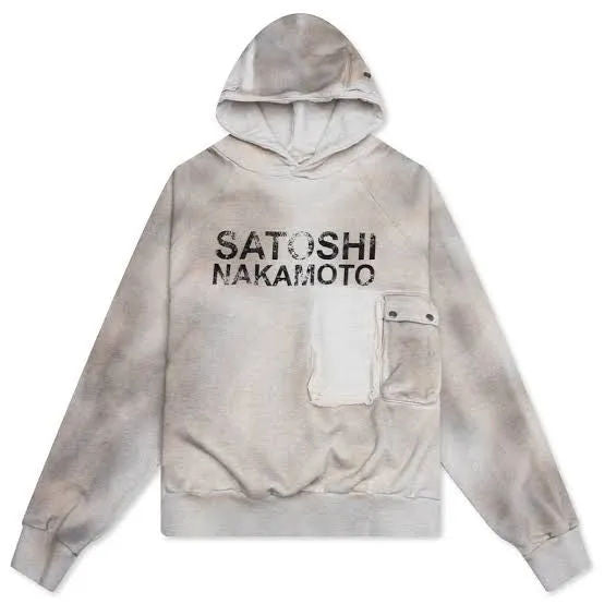Satoshi Nakamoto Cargo Hoodie Dirty White, brand new, size M