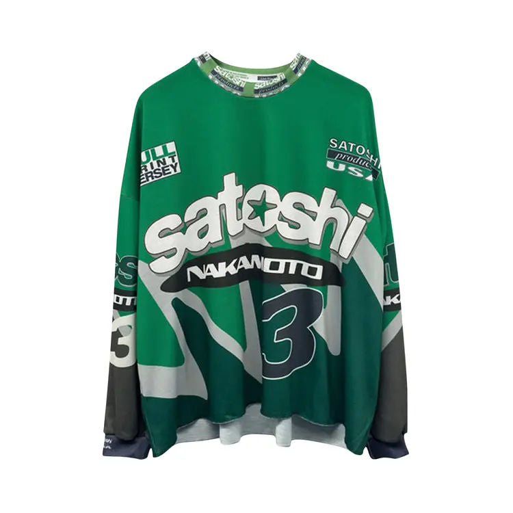 Satoshi Nakamoto Speedway L/S Jersey Green, brand new, size M