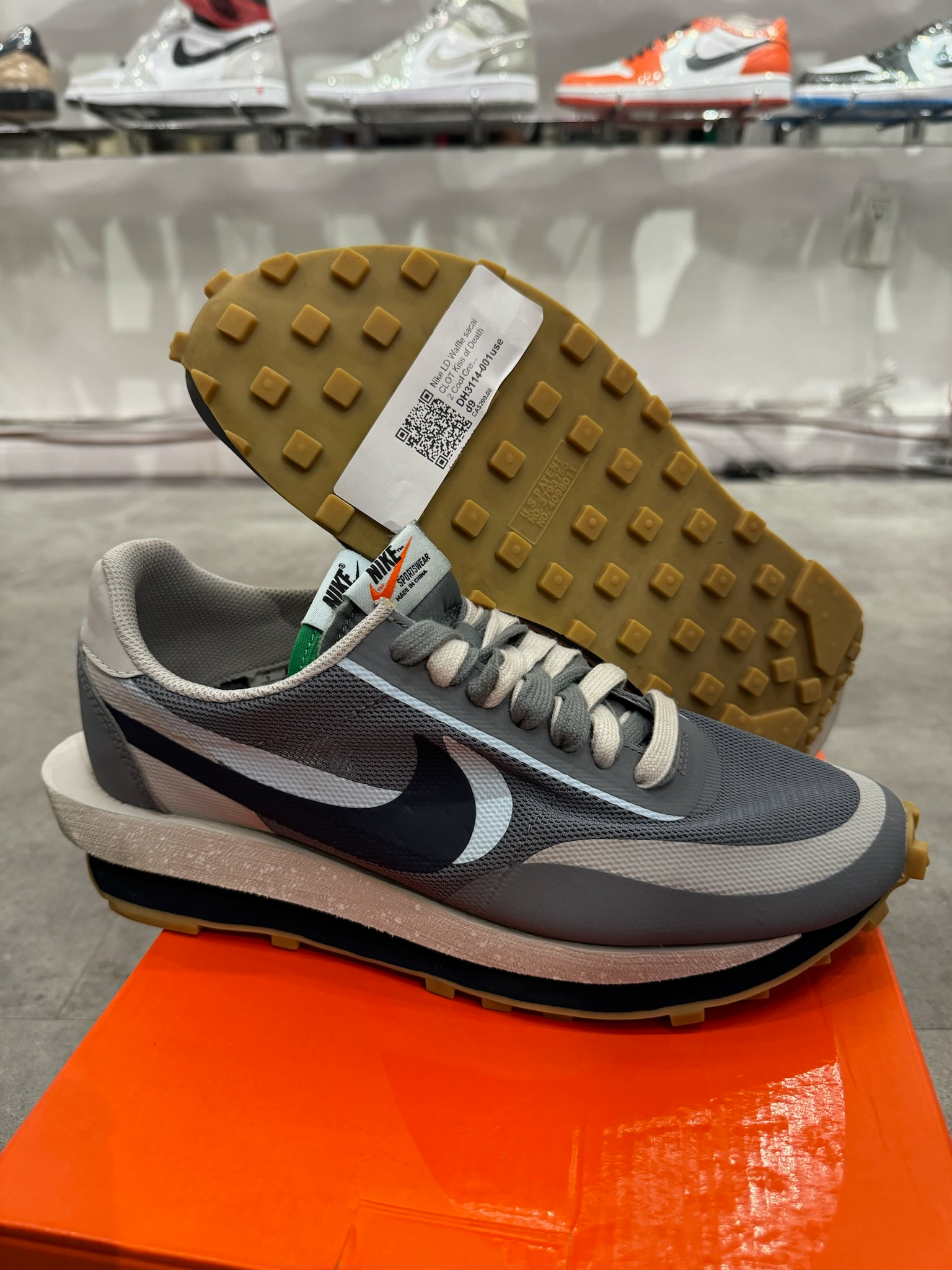 Nike LD Waffle sacai CLOT Kiss of Death 2 Cool Grey (Preowned Size 9)