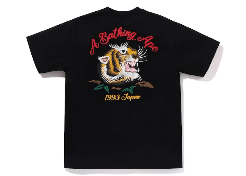 BAPE Embroidery Style Souvenir Logo Tee Black