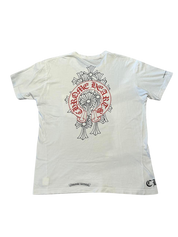 Chrome Hearts Red Cemetery Cross Horseshoe Logo Pocket T-Shirt White (Preowned)