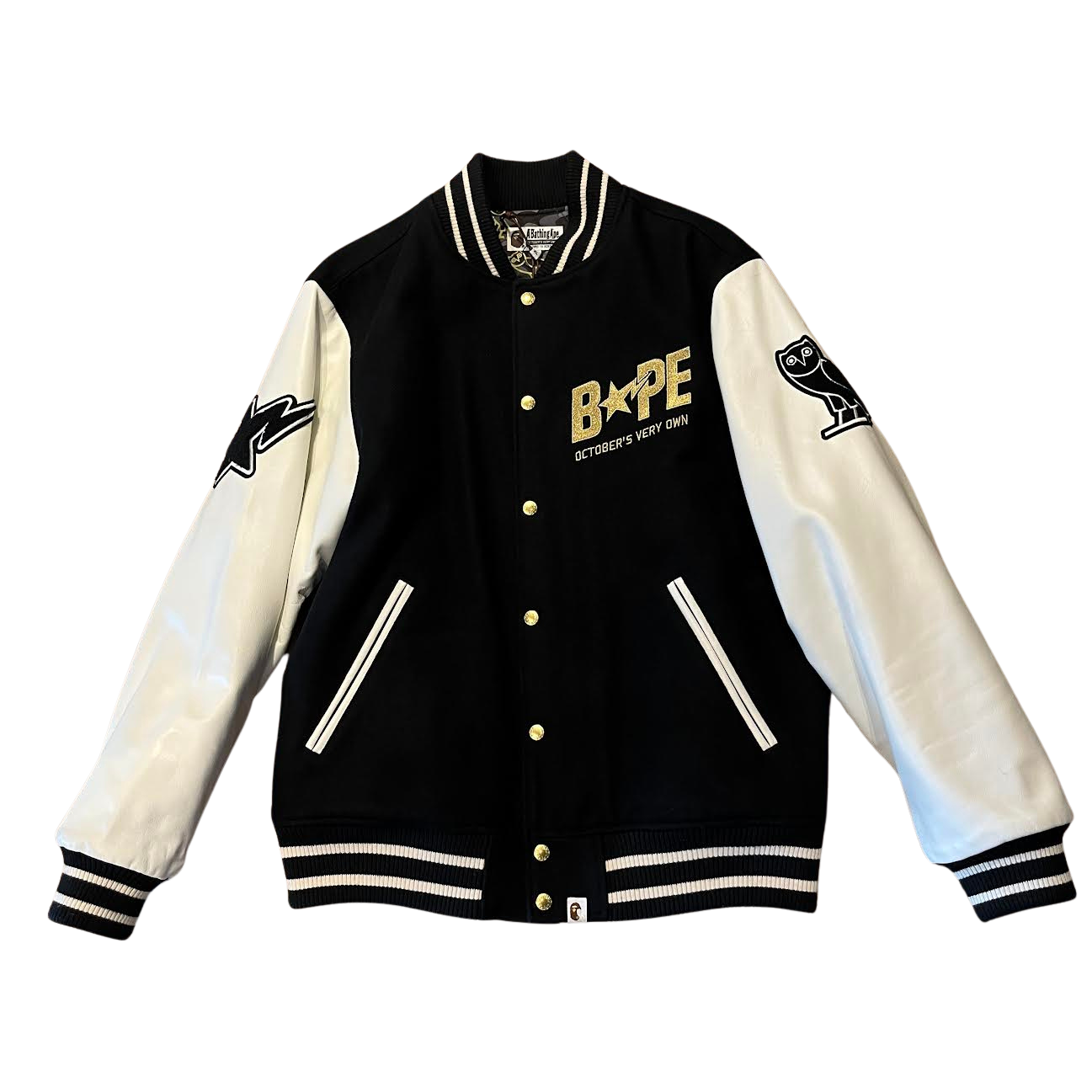 Bape x OVO Varsity Jacket Black (Lightly Preowned)