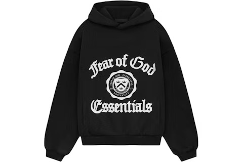 Fear of God Essentials Kids Heavy Fleece Vintage Shrunken Hoodie Black