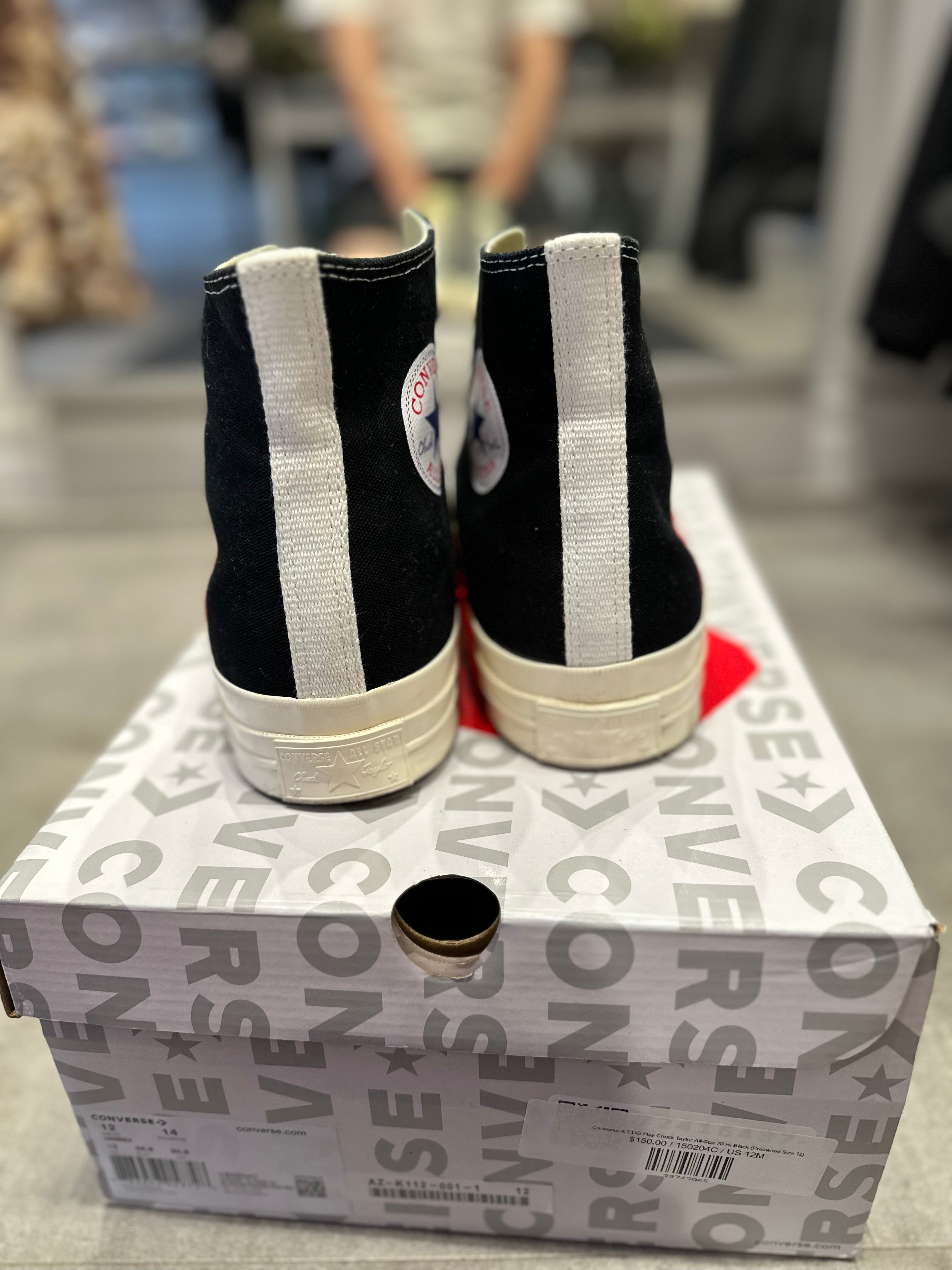 Converse X CDG Play Chuck Taylor All-Star 70 Hi Black (Preowned Size 12)