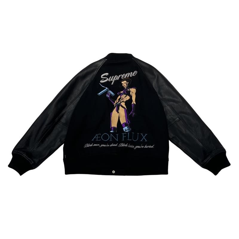 Supreme Aeon Flux Varsity Jacket Black, pre-owned, size L – photo 2 of 2