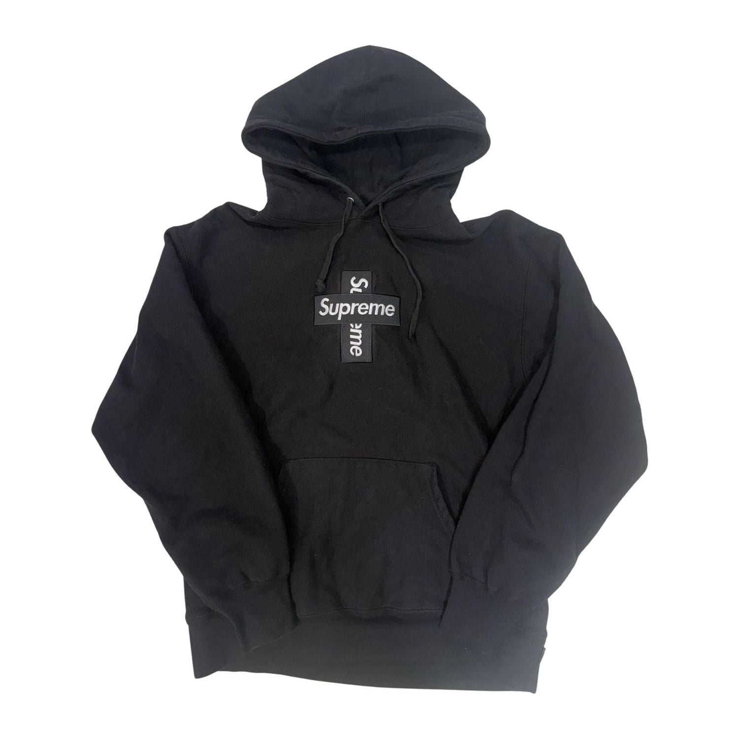 Supreme Cross Box Logo Hooded Sweatshirt Black, pre-owned, size M – photo 1 of 2
