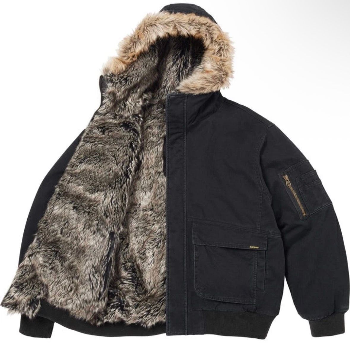 Supreme Reversible Faux Fur Hooded Work Jacket Black, brand new, size M – photo 3 of 3