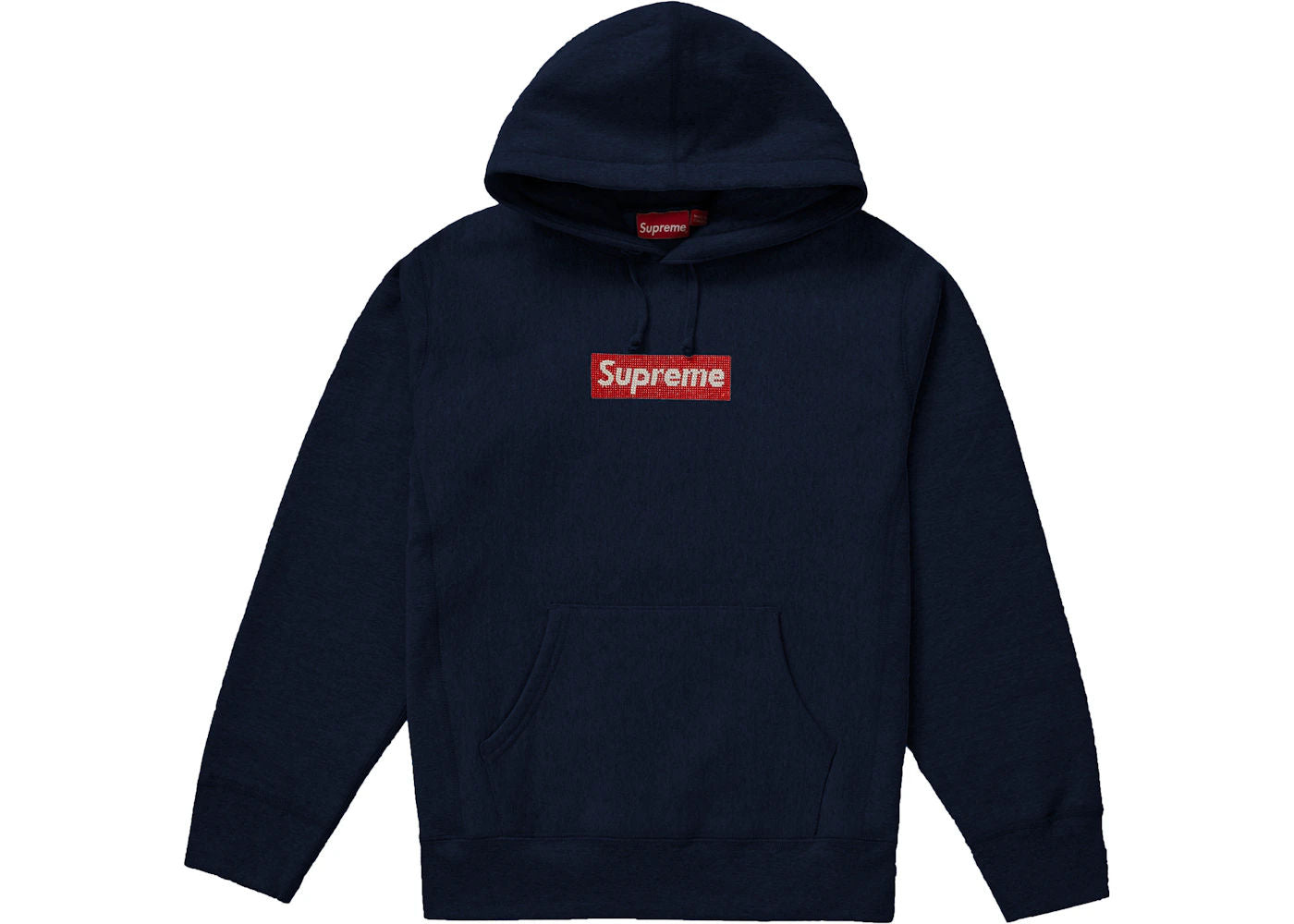 Supreme Swarovski Box Logo Hooded Sweatshirt Navy - Worn Once, brand new, size M