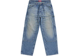 Supreme Worn Double Knee Denim Painter Jean Washed Indigo