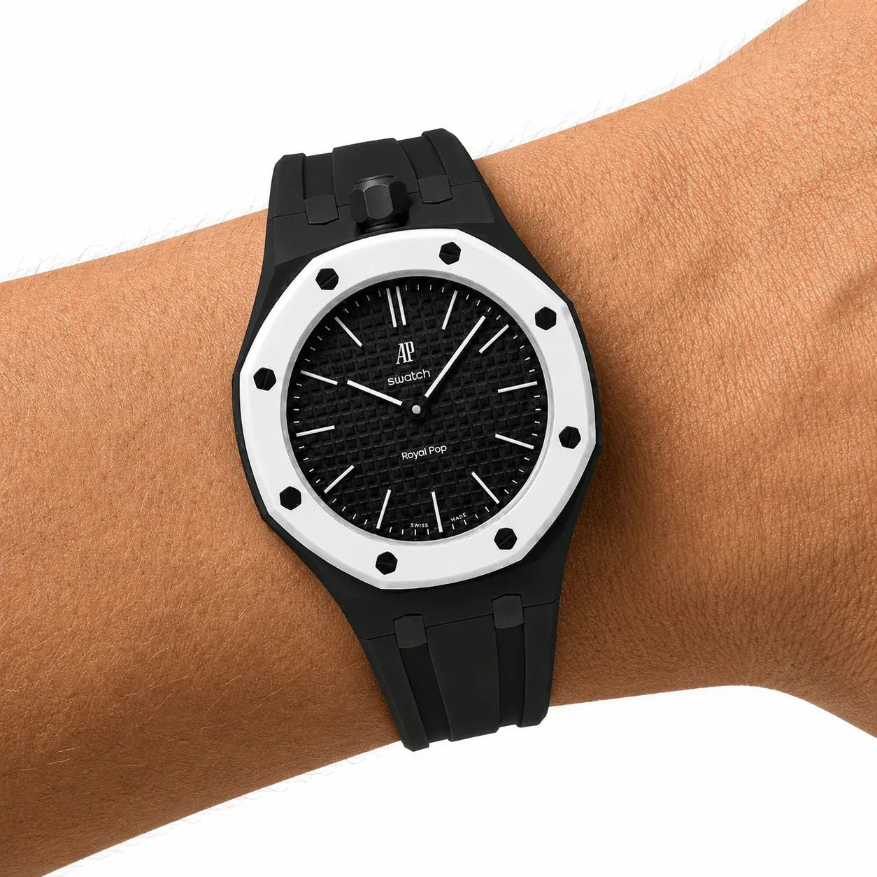 Swatch x Audemars Piguet AP Bioceramic Royal Pop Savonnette Ocho Negro (with Sports Strap), brand new
