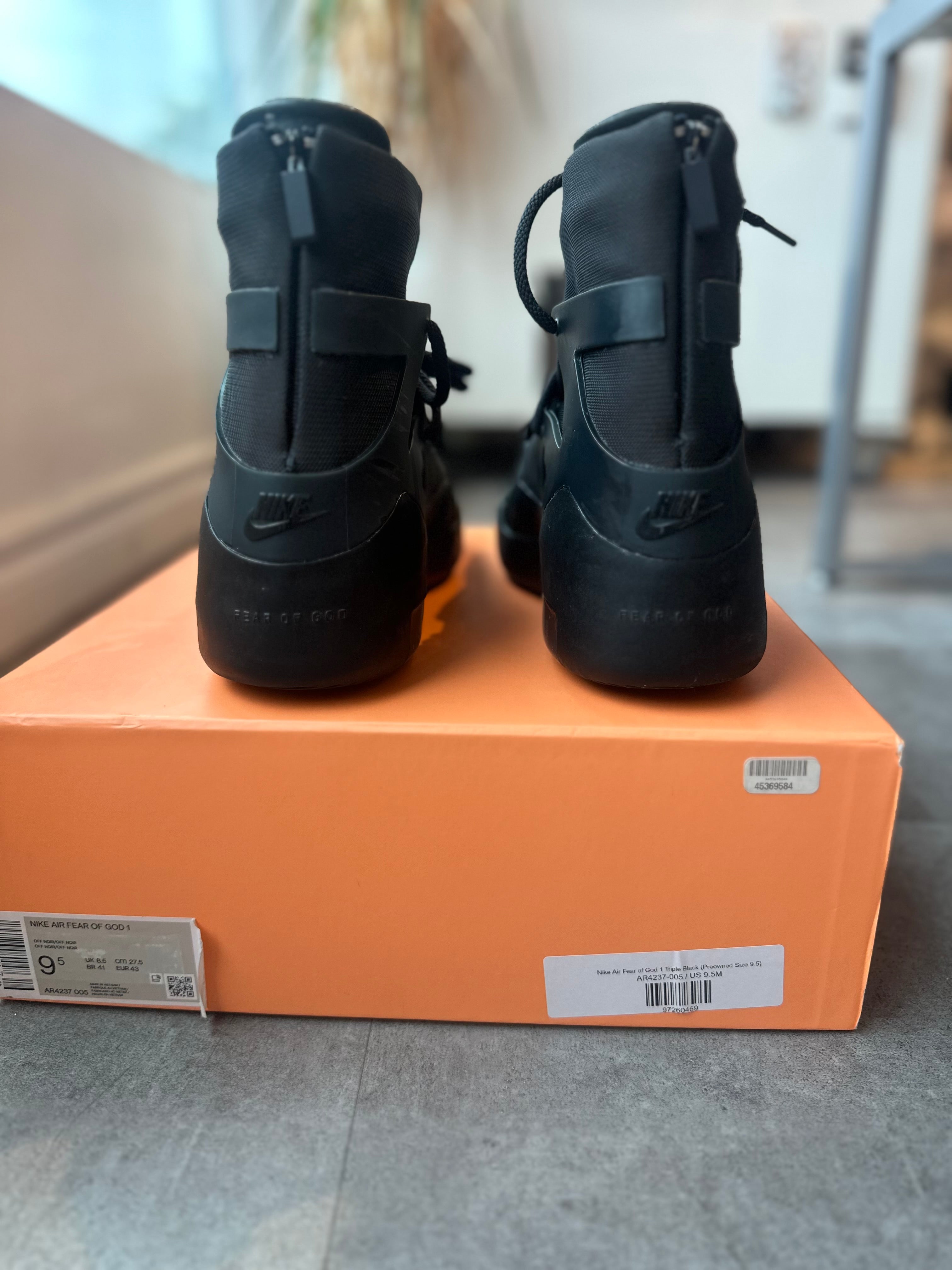 Nike Air Fear of God 1 Triple Black (Preowned Size 9.5)