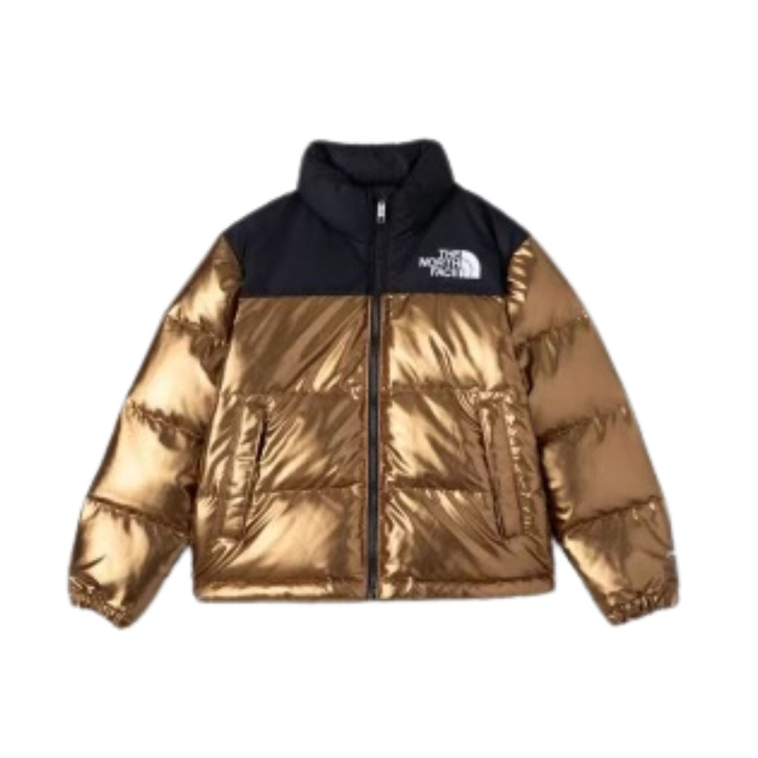 The North Face Printed 1996 Retro Nuptse Jacket Metallic Gold, brand new, size XS