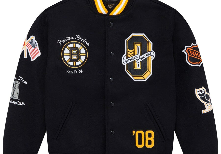 NHL x OVO Boston Bruins Varsity Jacket Black