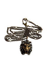 Gucci Embellished Lion Head Necklace Gold (Preowned)