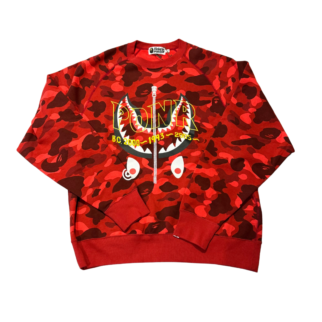 Bape Upside Down Shark Head Camouflage Pullover Crewneck