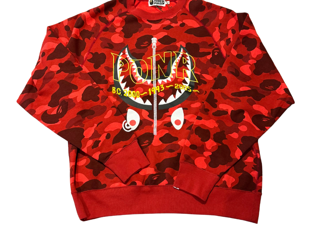 Bape Upside Down Shark Head Camouflage Pullover Crewneck