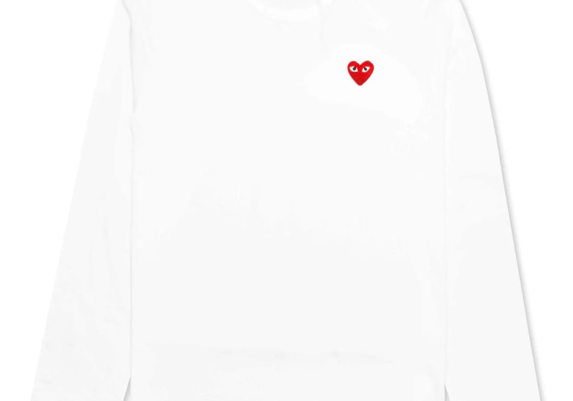 CDG COMME DES GARÇONS PLAY SINGLE HEART LONG SLEEVE WHITE