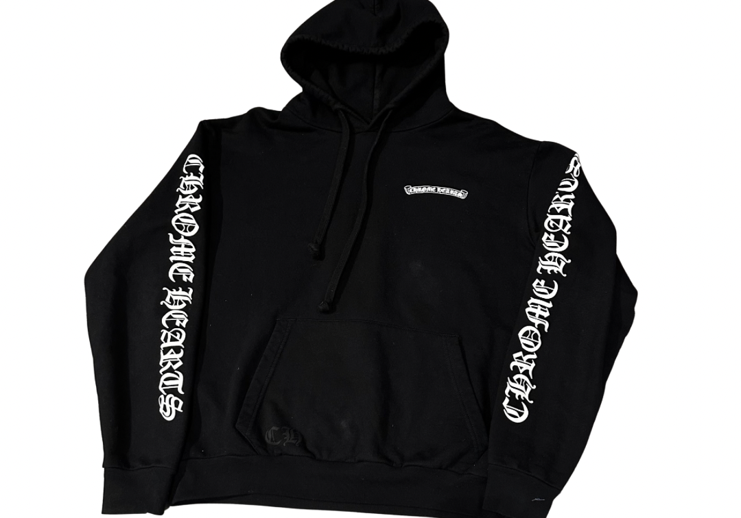 Chrome Hearts Scroll Logo Pullover Hoodie Black (Preowned Size L)