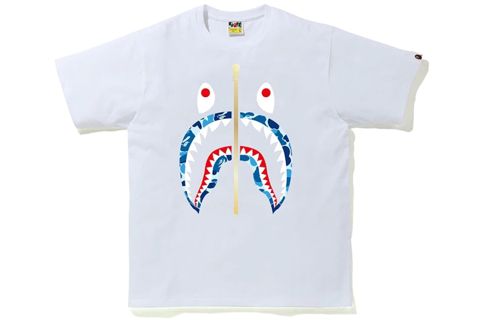 Bape ABC Blue Camo Shark White Tee